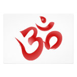 Red Hindu Symbol Om Aum Devanagari Calligraphy Custom Invitations