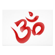 Red Hindu Symbol Om Aum Devanagari Calligraphy Custom Invitations
