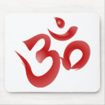 Red Hindu Symbol Om Aum Devanagari Calligraphy Mousepad