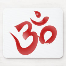 Red Hindu Symbol Om Aum Devanagari Calligraphy Mousepad