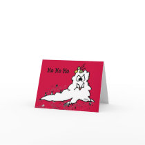 Red Ho Ho Ho Cartoon Slug Escargot Christmas Card by monsterzoo Red Ho Ho Ho Cartoon Slug Escargot Christmas Card