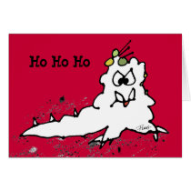Red Ho Ho Ho Cartoon Slug Escargot Christmas Card cards