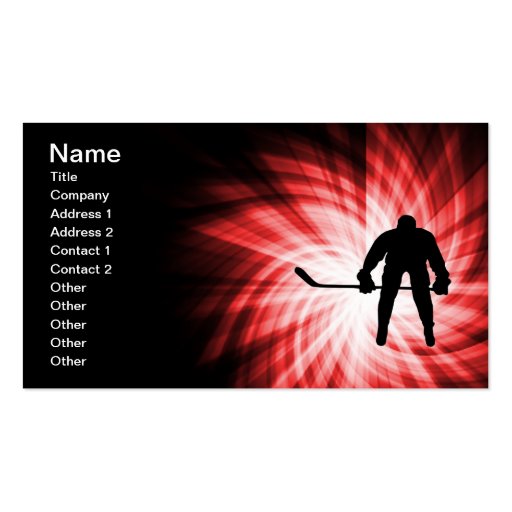 Red Hockey Business Card Templates (front side)