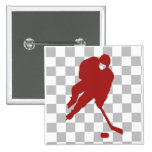 RED HOCKEY PLAYER PINBACK BUTTON