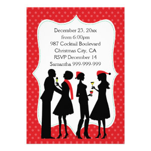 Red Holiday Cocktail Party Custom Invite