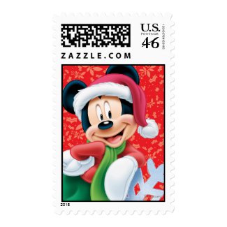 Red Holiday Mickey Mouse on Snowflake Postage