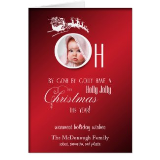 Red Holly Jolly Photo Holiday Greeting Card