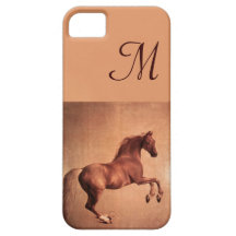 RED HORSE Parchment Monogram iPhone 5 Covers