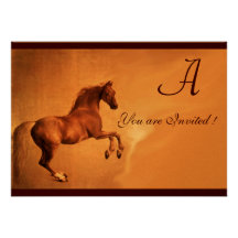 RED HORSE Party Gold Metallic Invites