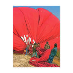Red Hot Air Balloon - Gathering and Packing (4) Postcards