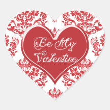 Red Hot Be My Valentine Heart Sticker