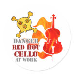 Red Hot Cello Round Sticker