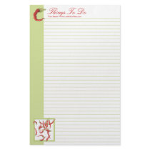 Red Hot Chillies green To Do lined List Stationery Paper