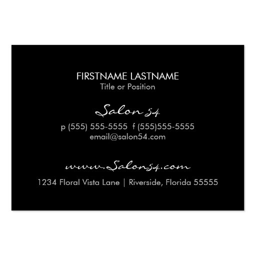 Red Hot Glam Business Card (back side)