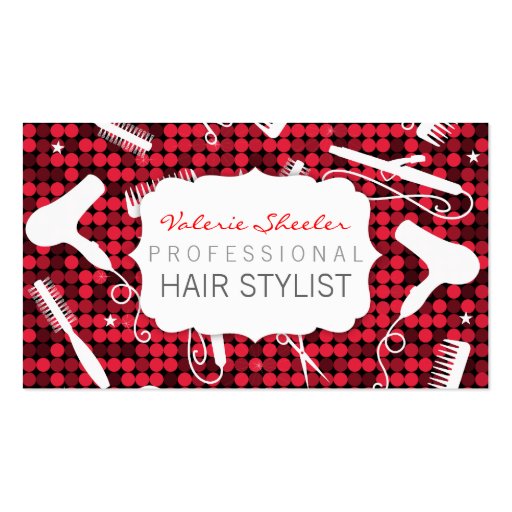 Red Hot Glam Hair Salon Business Cards (front side)