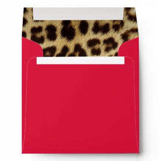 Red Hot Leopard “Fur” Lined Square envelope