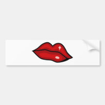 RED HOT LUCIOUS KISS LIPS SHINY LIPGLOSS BEAUTY BUMPER STICKERS