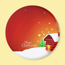 Red House Christmas magnets