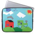 Red House & Tractor on Hills Kids Digital Art Laptop Sleeve