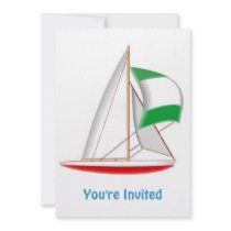 Red Hulled Sailboat Custom Announcements