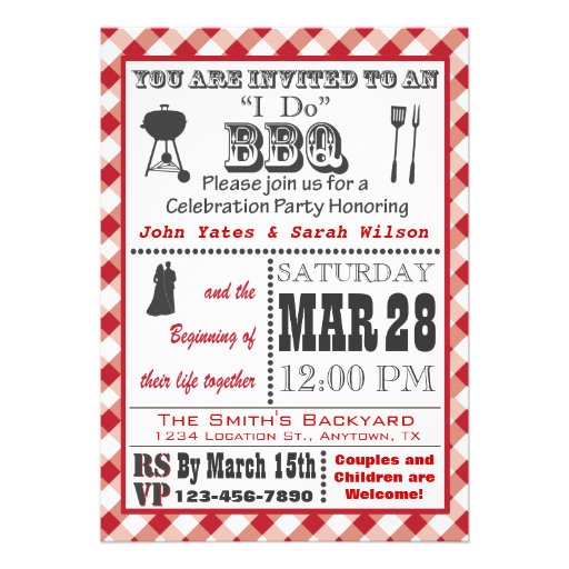 Red I Do Barbecue Invitation (front side)