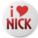 Red I Heart Nick Extra Large Button by angela65 Red I Heart Nick Extra Large Button