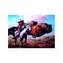 RED INDIAN HUNTING BUFFALO posters by ANGELHELEN RED INDIAN HUNTING BUFFALO posters