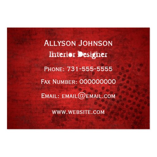 Red Interior Designer Business Cards (back side)