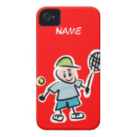 Red iphone case with funny tennis cartoon design iPhone 4 Case-Mate case