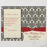 Red, Ivory, and Black Damask Wedding Program Custom Flyer
