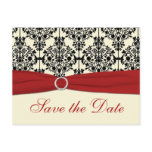 Red, Ivory, and Black Save the Date Postcard