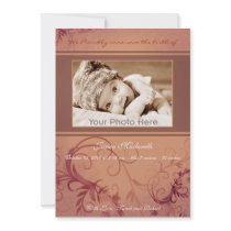 Red ivy baby girl birth photo announcement invitations by theonedesigns Red ivy baby girl birth photo announcement invitations
