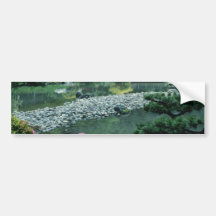 Red Japanese garden scene flowers Bumper Stickers