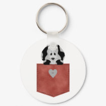 Red Jean Pocket Puppy Dog keychains