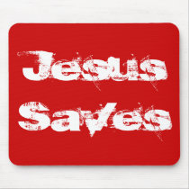 Red Jesus Saves Mousepad by churchstuff Red Jesus Saves Mousepad