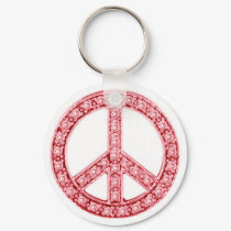 Red Jewels Peace Sign keychains by makelovenotwar Red Jewels Peace Sign keychains