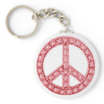 Red Jewels Peace Sign Key Chains
