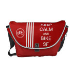 Red KEEP CALM AND BIKE SF Monogram Racing Stripe messenger bags