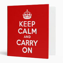 Red Keep Calm and Carry On 3 Ring Binder