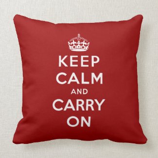 Red Keep Calm and Carry On American MoJo Pillow
