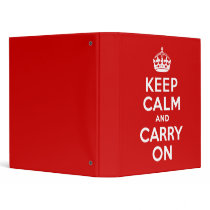 Red Keep Calm and Carry On 3 Ring Binder