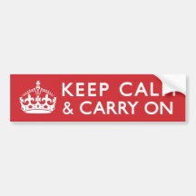Red Keep Calm and Carry On Bumper Stickers