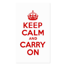 Red Keep Calm and Carry On Business Card Templates