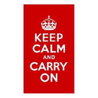 Red Keep Calm and Carry On Business Cards