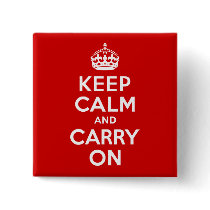 Red Keep Calm and Carry On Pins