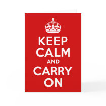 Red Keep Calm and Carry On Greeting Card