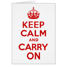 Red Keep Calm and Carry On Greeting Card