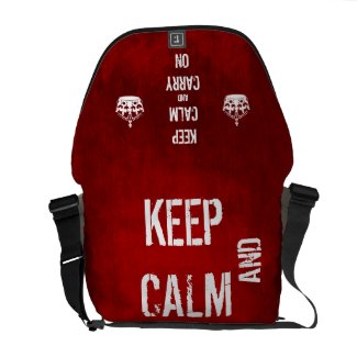 Red KEEP CALM AND CARRY ON Monogram Racing Stripe rickshawmessengerbag