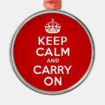 Red Keep Calm and Carry On Ornaments