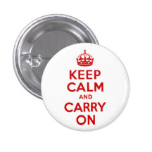 Red Keep Calm and Carry On Pins